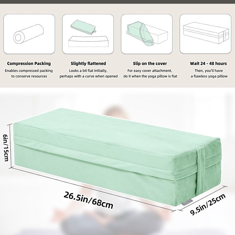 GOFORIT Yoga Bolster Pillow for Meditation and Support，Rectangular Meditation Pillow for Restorative Yoga，26.5"X9.5" X6" - Image 3